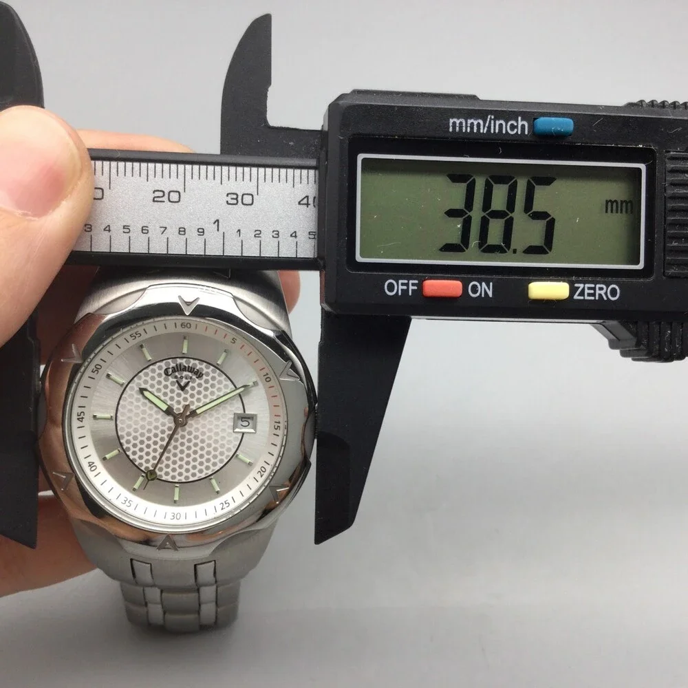 Callaway Golf Watch Mens 39mm Silver Tone Date New Battery 7.25" - Picture 11 of 12